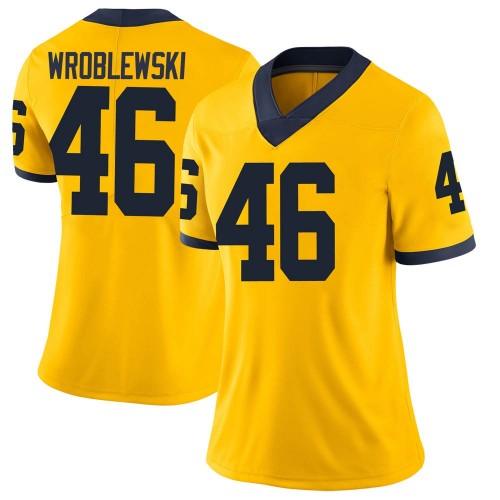 Michael Wroblewski Michigan Wolverines Women's NCAA #46 Maize Limited Brand Jordan College Stitched Football Jersey BZV3054FV